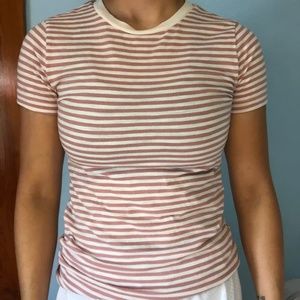 Pink and White Striped Relaxed Tee